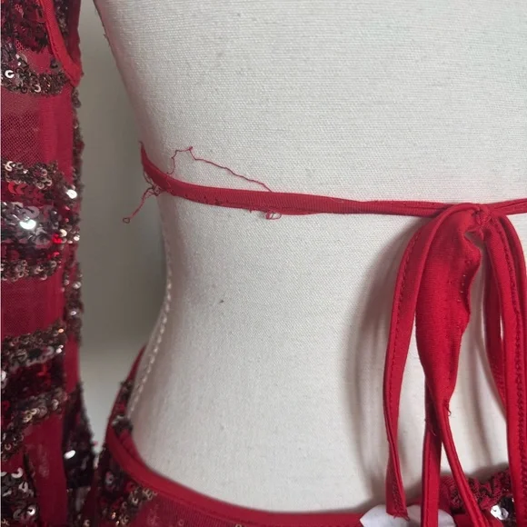 Red Sequin Embellished Skirt 4 piece set The Lumi Shop - Picture 8 of 11
